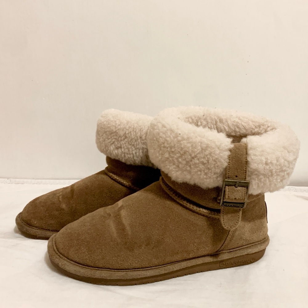 Bearpaw ankle boots with fur cuff